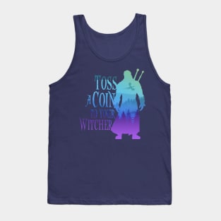 Toss a Coin to Your Witcher - blue silhouette Tank Top